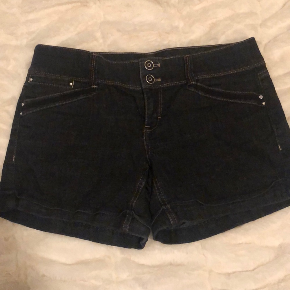 WHBM dark denim shorts, size 4